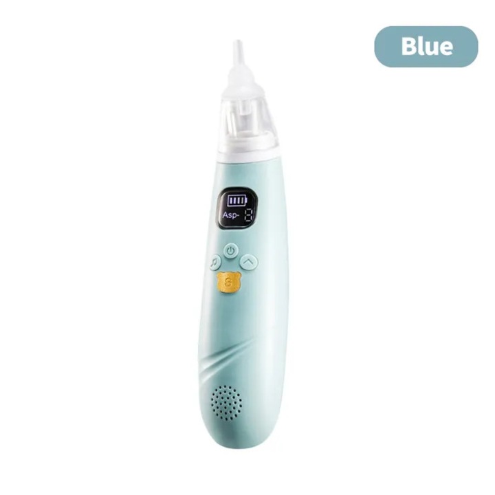 Aspirator nazal electric pentru bebelusi, reglabil, muzica linistitoare, albastru