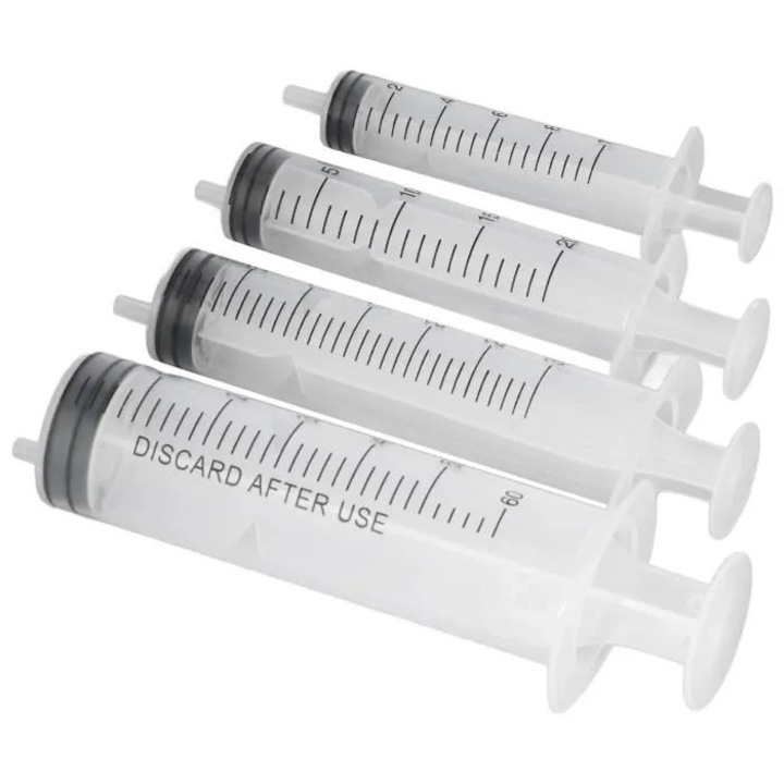 Set 4 aspiratoare nazale bebelusi, silicon, ecologic, 10ml/20ml/30ml/60ml, alb