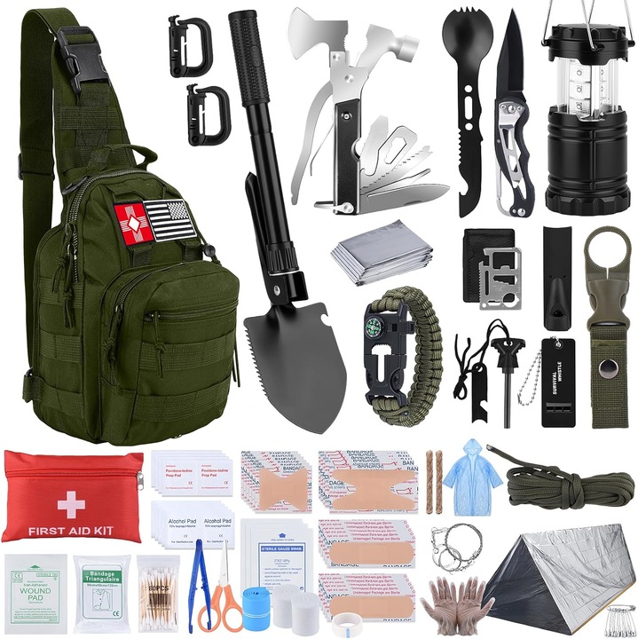 Sodox túlélőkészlet 251 darabos, piros, 600D nylon, 17 hüvelyk, taktikai crossbody táska