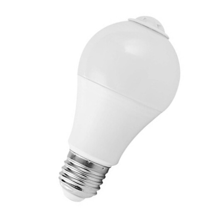 Bec LED senzor miscare 9W E27 plastic aluminiu