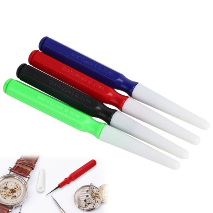 Set 4 unelte lubrifiere ceas, plastic, 7.3cm, portabil