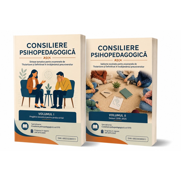 Consiliere psihopedagogica – Titularizare si Definitivat 2026 – Sinteze teoretice + Subiecte rezolvate 2018-2025