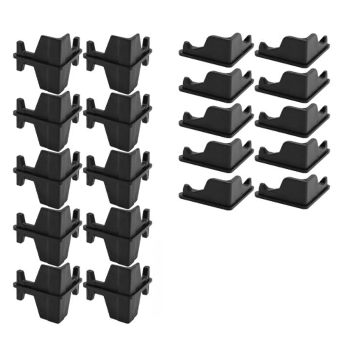 Conectori plastic pentru rafturi set 20 buc, negru, 3x3cm