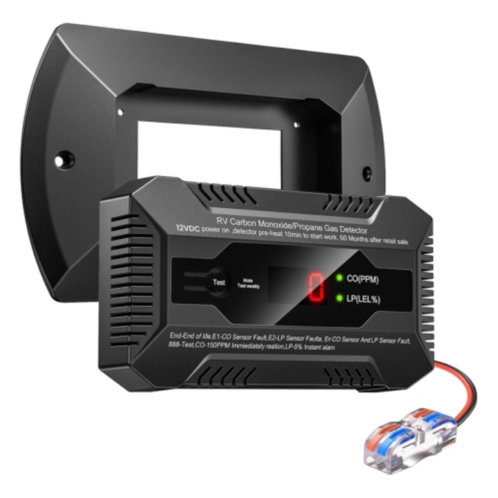 Detector gaz dublu LP si CO pentru RV, negru, 1x bracket