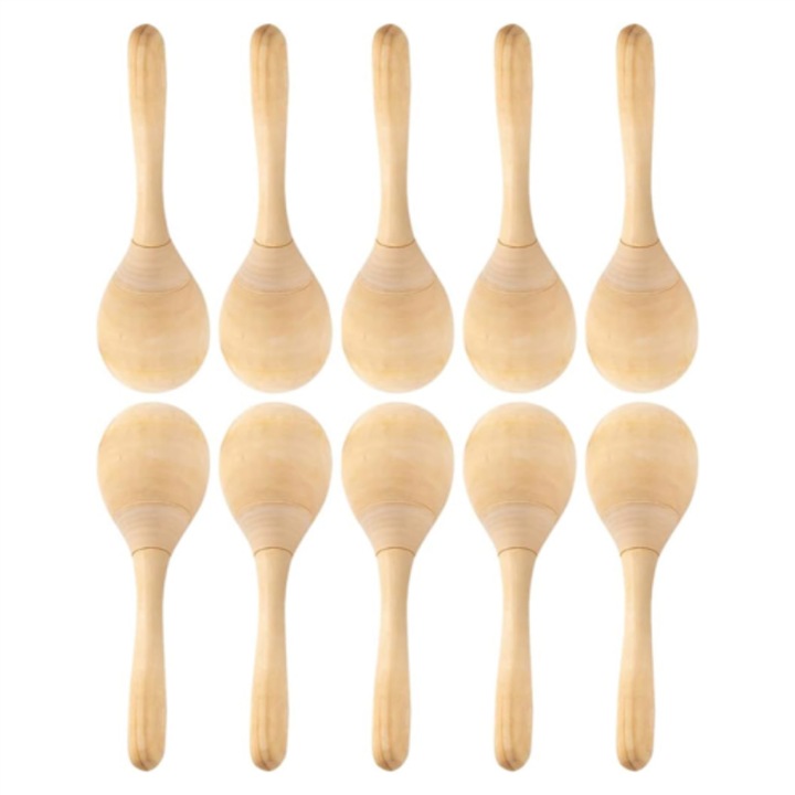 10 darab fa maracas készlet, tiszta hangzás, 15x5cm, natúr
