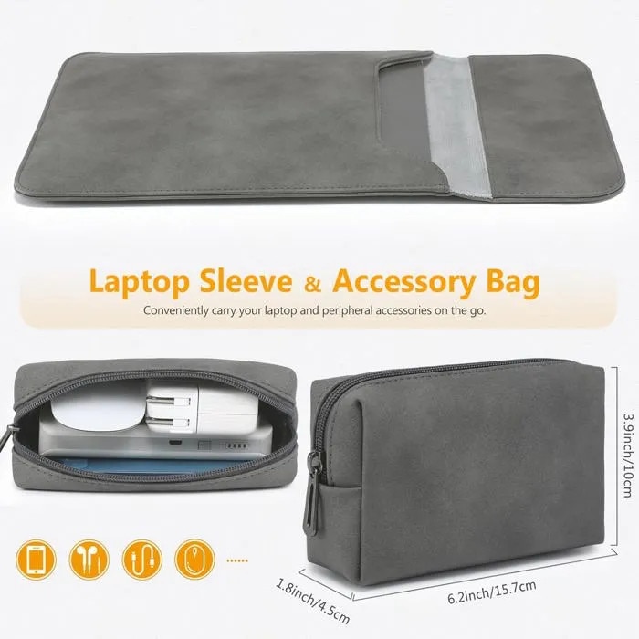 Husa laptop 14 inch set 2 piele PU subtire unisex