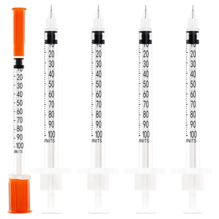 Seringa de insulina de 1 ml/cc, seringi U-100 cu 31G 5/16 inch, cutie de 100 bucati