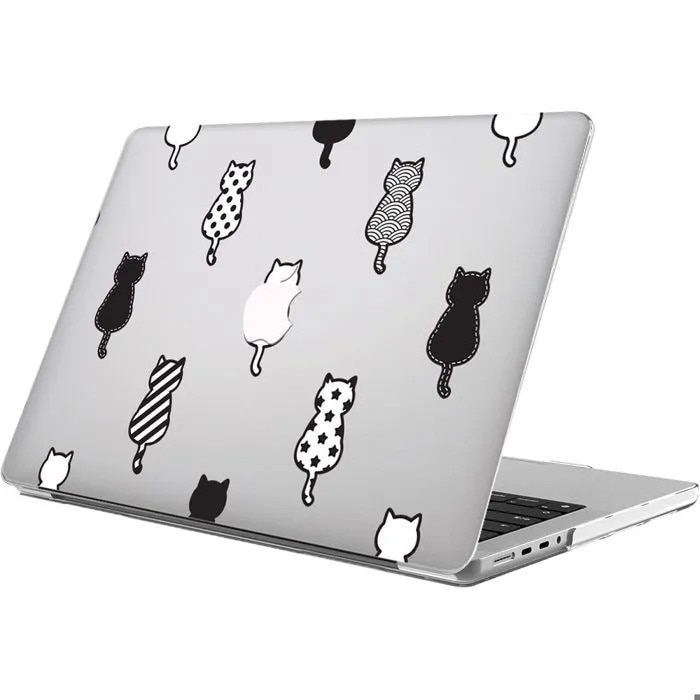Husa dura pentru MacBook Pro 14 inch, design pisica, usoara, ventilata, antiderapanta