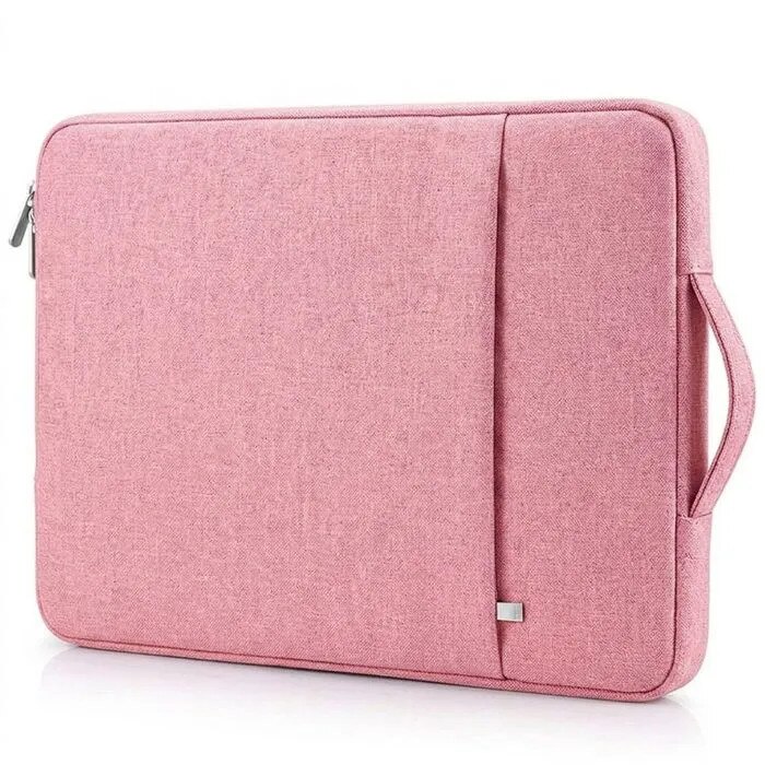 Husa laptop 13 inch, roz, compacta, cu maner, material textil