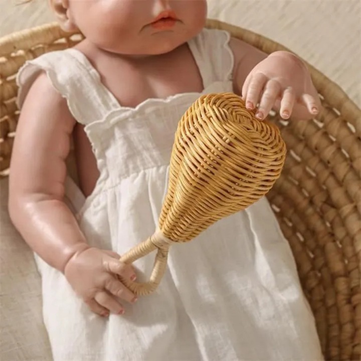 Rattan barna babacsörgő 17x8cm szett