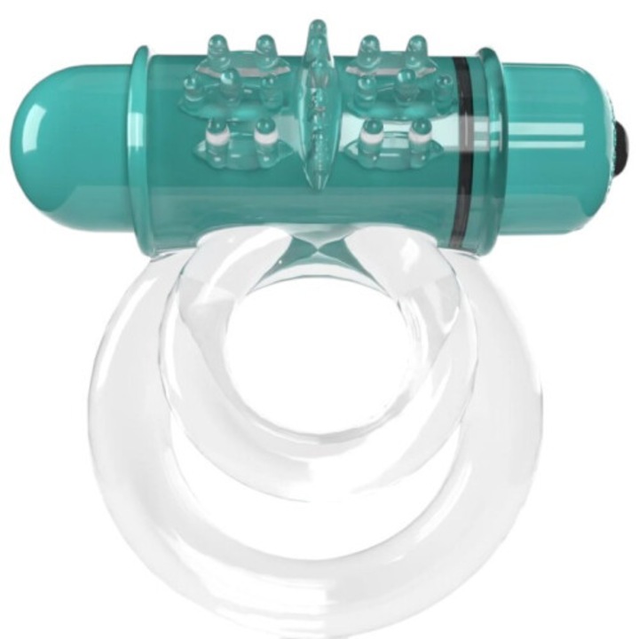 Inel vibrator dublu cu vibratii adanci, verde, marime unica