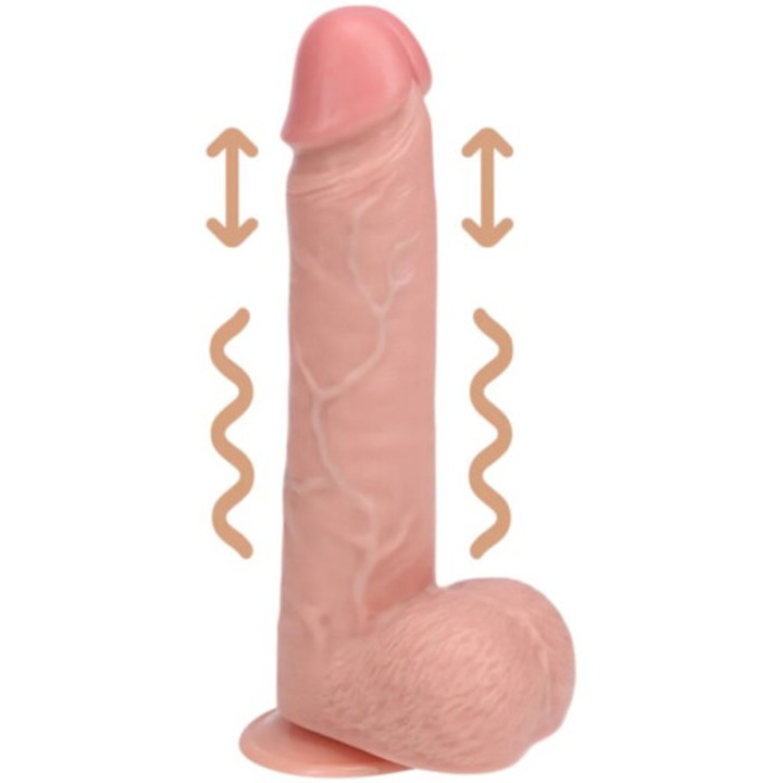 Dildo 20cm cu vibratii si miscare, ventuza