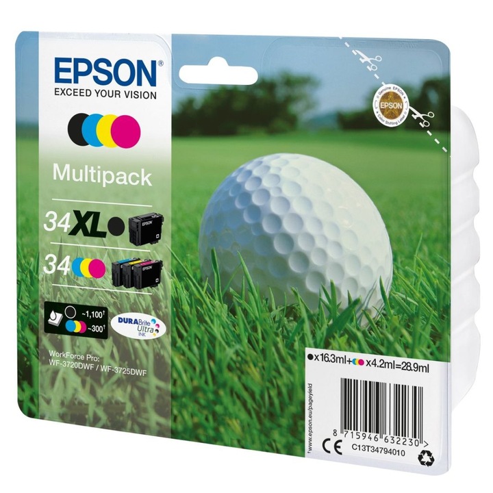 Epson T3479 34XL multipack patron, fekete és színes, 1100x300 oldal