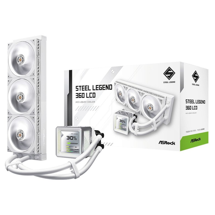 Cooler procesor ASRock Steel Legend 360 LCD, 3x12cm, RGB, 2500rpm