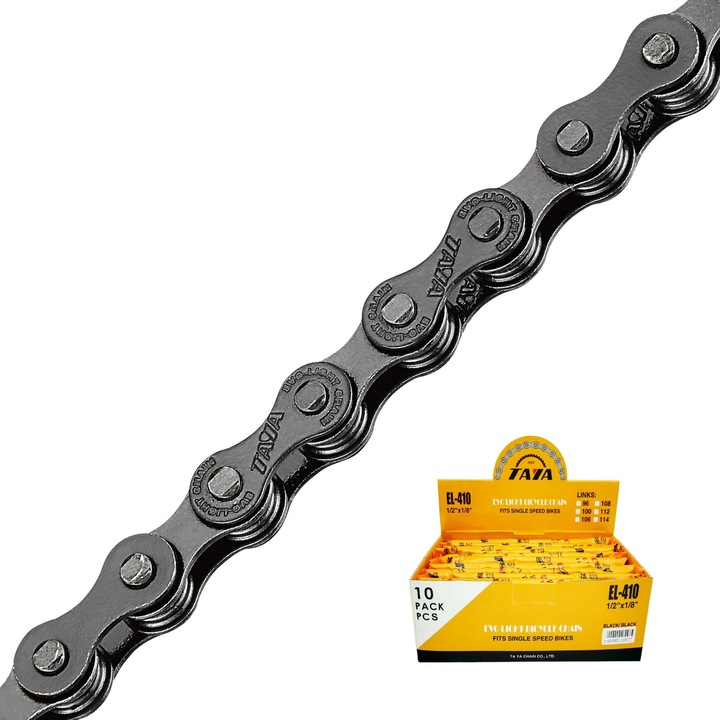 Верига за велосипед TAYA EL-410 1-скоростна 1/2x1/8" 104 звена стомана