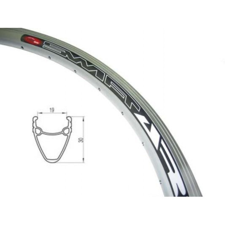 Janta bicicleta STARS 24", conica, 30x19mm, argintiu, rosu