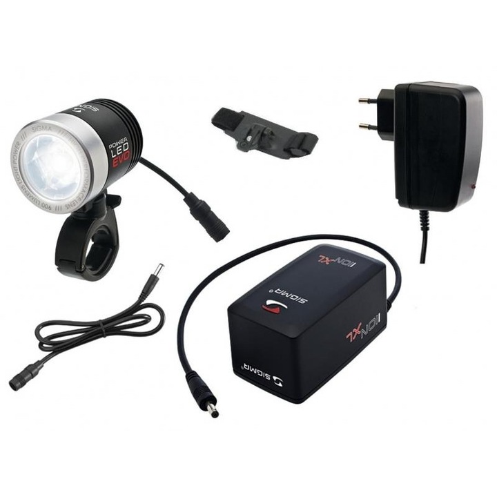 Lumina fata bicicleta Sigma Powerled Evo Pro K-Set 900lm LED acumulator 22x32mm