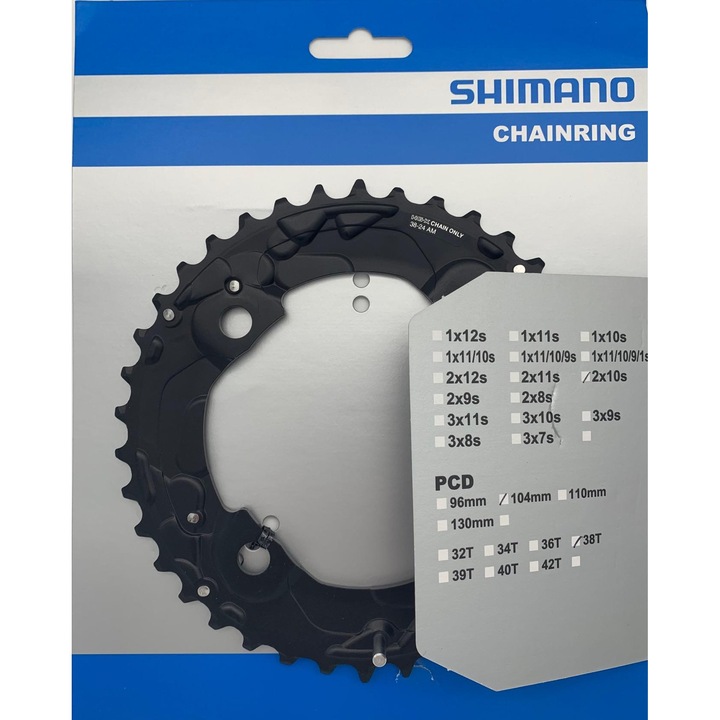 Foaie angrenaj Shimano 38T 1x12s negru 104mm