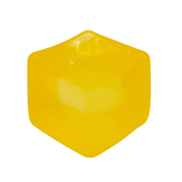 Cub Fidget 3D Dumpling Squishy, Flippy, Model Cub de Gheata Transparent, Cube Squeez Ball, Jucarie Antistres pentru Copii/Adulti, Comprimabil cu Revenire, 5x5x5 cm, 135 g, Galben