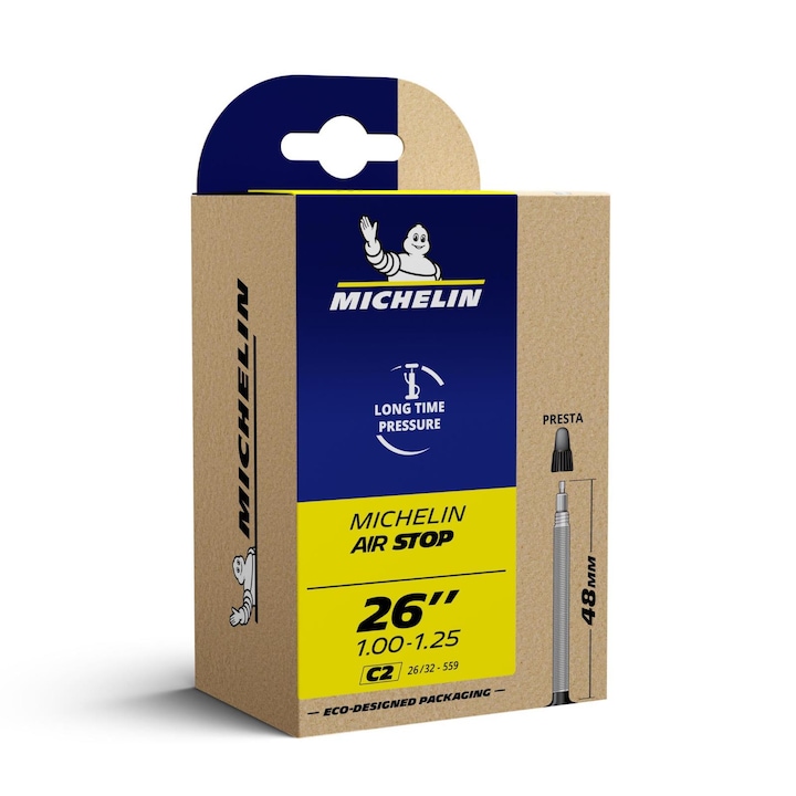 Michelin Air Stop kerékpár belső gumi 26x1.00-1.25, Presta szelep 48mm