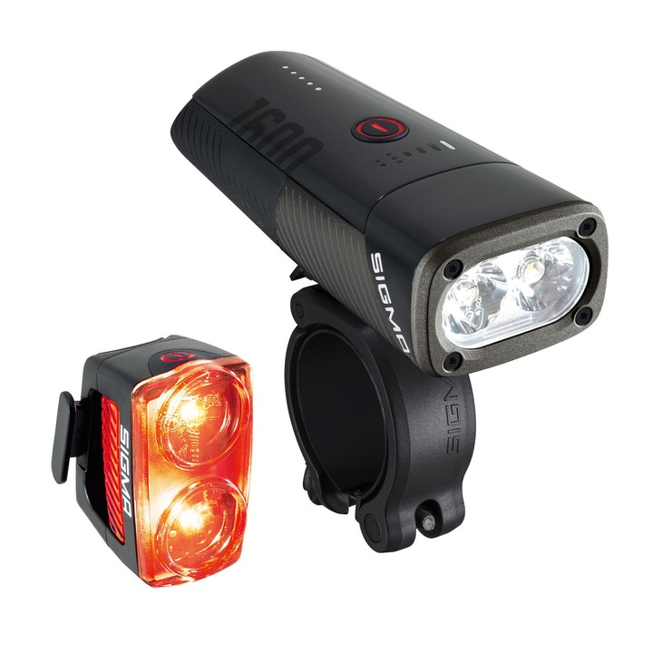 Sigma Buster 1600 kerékpárlámpa szett, 1600 lumen, 6 mód, fekete