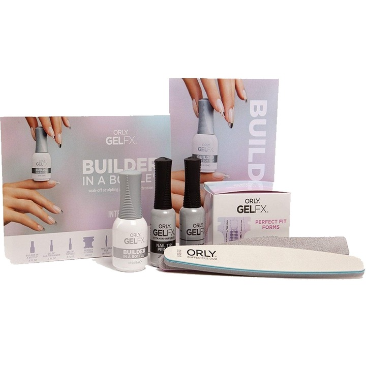 Kitul de construit intr-o sticla, Setul Orly, Gelfx Builder, Lacuri permanente semi-permanente pentru unghii, 8 buc