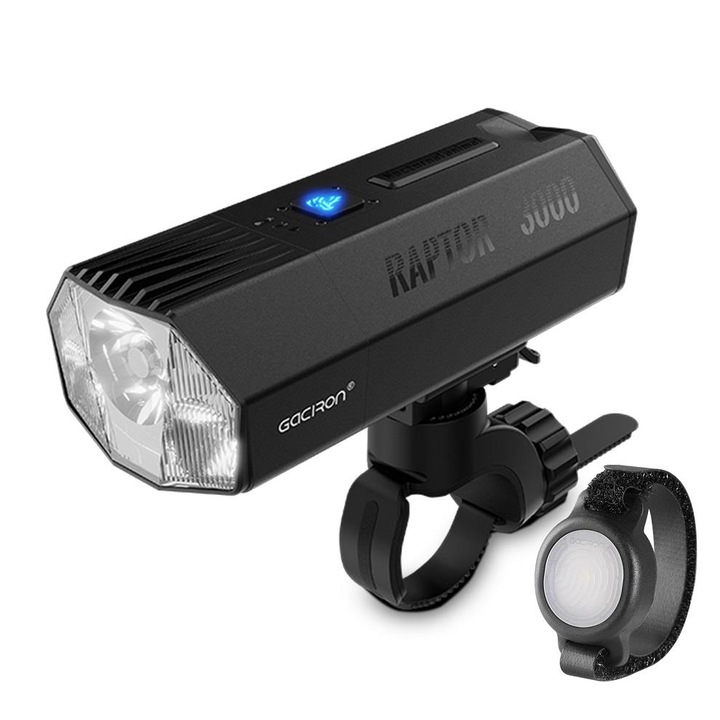 Gaciron Raptor 3000 kerékpár lámpa, LED, 3000 lm, alumínium, 10000 mAh, USB, fekete