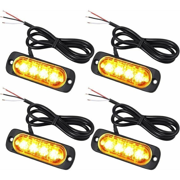 Lumina LED portocalie rotativa 4x4, 12/24V, rezistenta la apa, aluminiu, 50x50x50cm