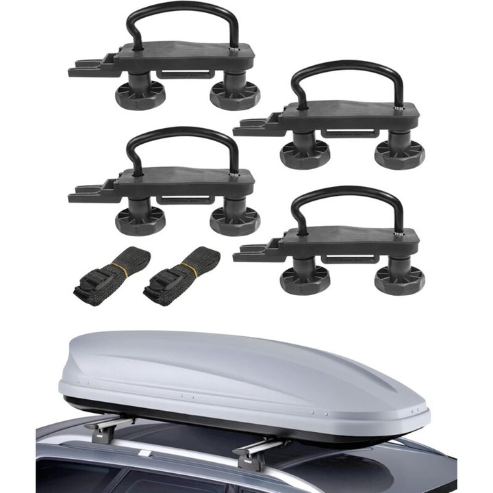 Set accesorii montare cutie portbagaj auto, universal, metal-plastic, negru, 23 piese