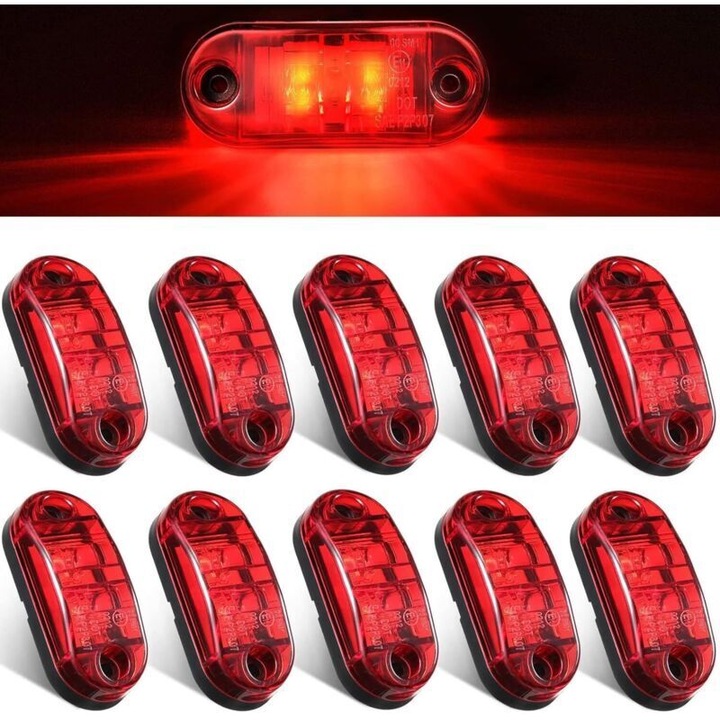 Set 10 lumini LED pentru remorca, rezistente la apa, 12x4cm, rosu