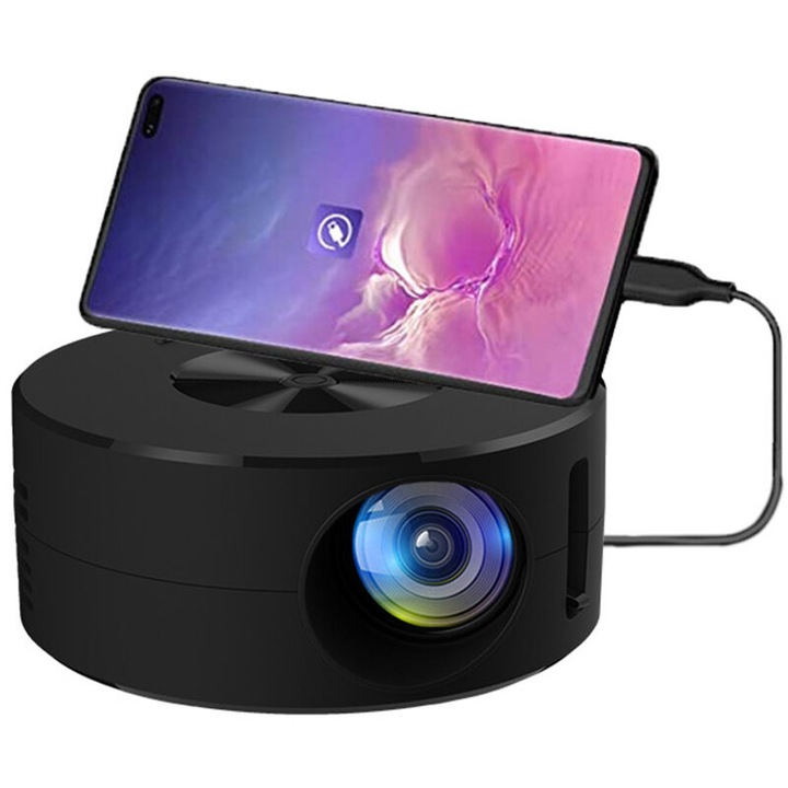 YT200 hordozható videoprojektor, fekete, 110x47mm, 14-100 hüvelyk, 320x180P