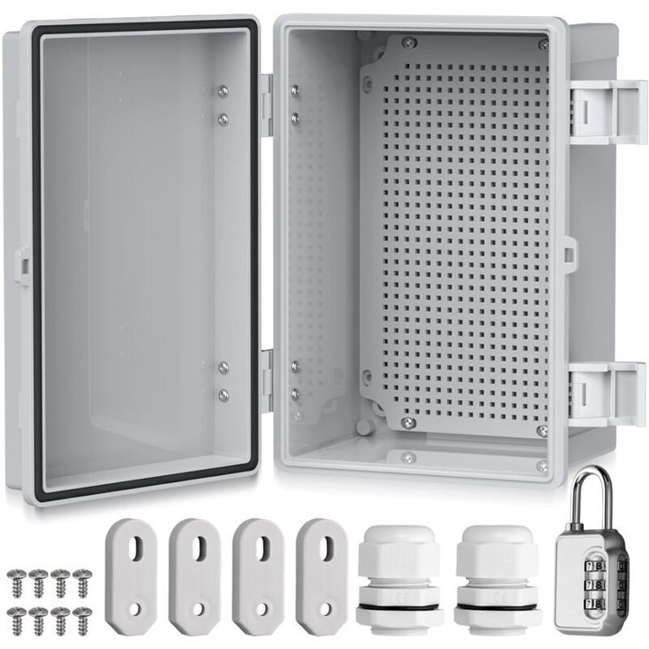 Vízálló elektromos szekrény IP67, ABS, 30x20x16cm, szürke