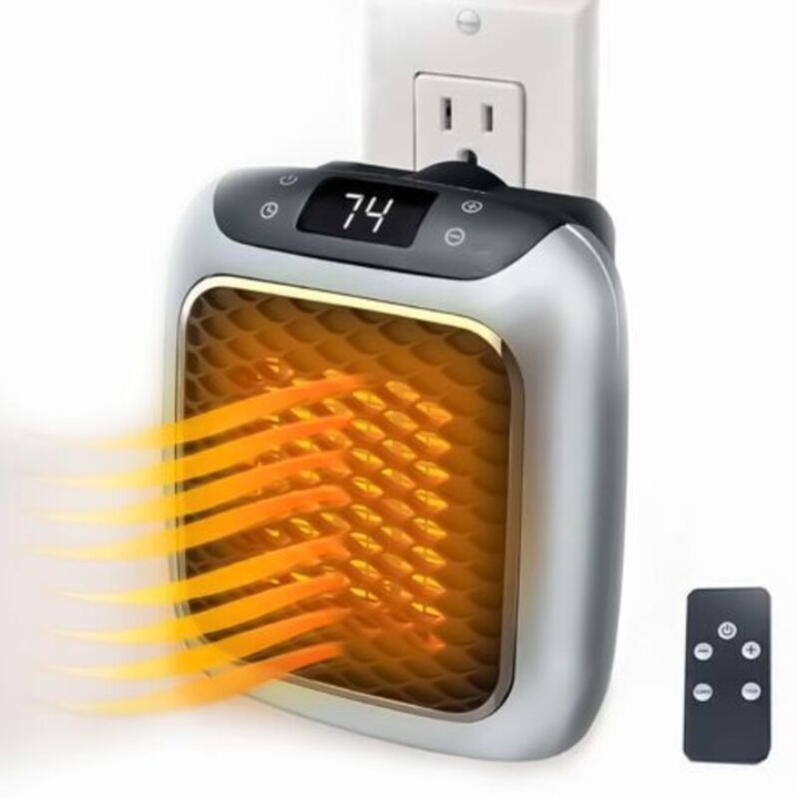 Kerámia hősugárzó 800W, termosztát, LED, 13x13x6cm, fehér