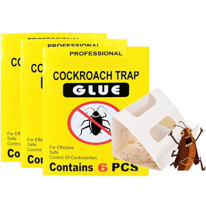 Capcane lipicioase pentru gandaci, set 3 bucati, 22x14cm, ecologice, incolore