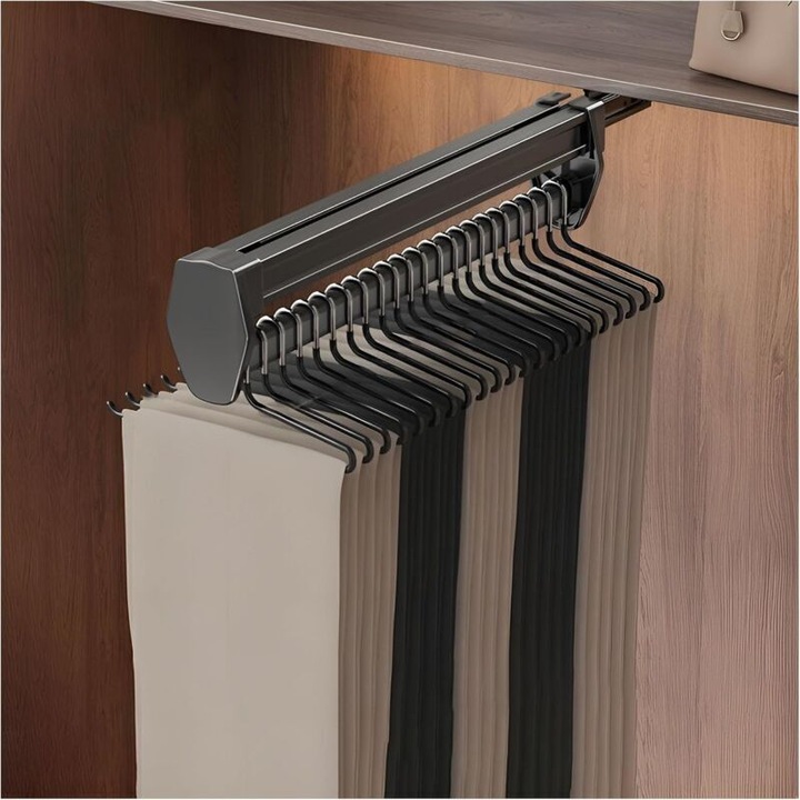 Suport pantaloni metalic reglabil 31x59cm negru pentru dulap