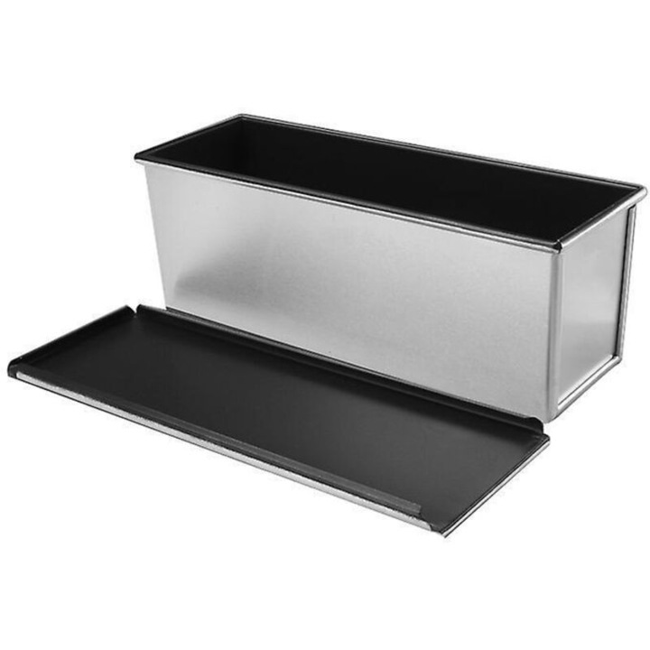 Téglalap alakú sütőedény, fedővel, élelmiszeripari szilikon, 750g, fekete