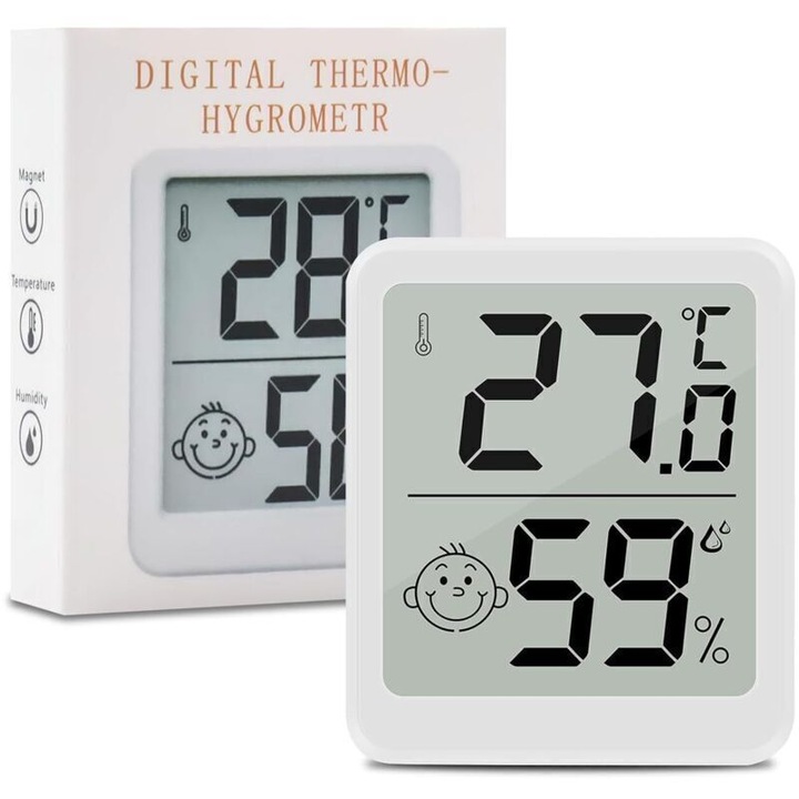 Termometru digital interior, LCD, alb, 10x5cm