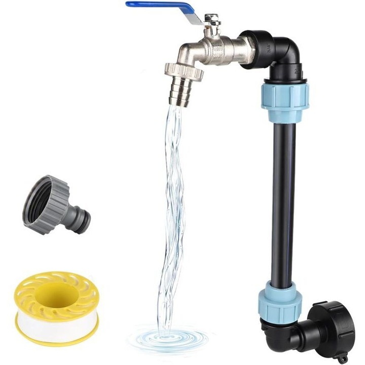 IBC tartály csap és adapter készlet 1000L-hez, sárgaréz, S60x6, 3/4 hüvelyk, 25mm cső