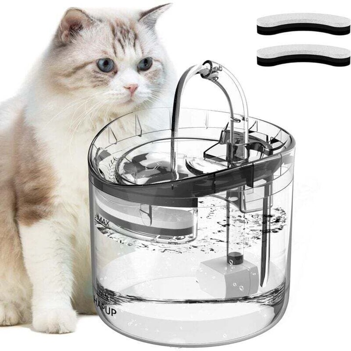 Automata itatókút macskáknak, kutyáknak, 1,8L, 2 üzemmód, szénszűrő, csendes USB pumpa