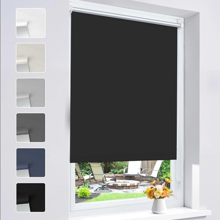Fekete, átlátszatlan roló 85x230cm, hő- és fényvédő, fúrás nélküli
