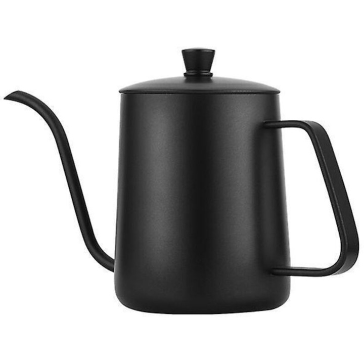 Kávéskanna, 350ml, rozsdamentes acél, hosszú és keskeny design, fekete