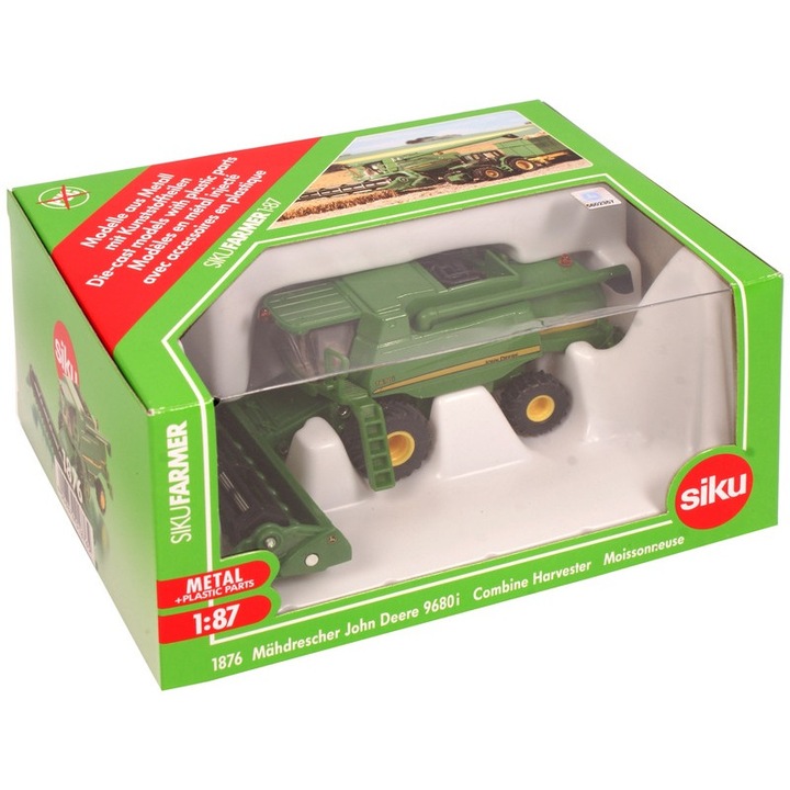Селскостопанска техника Siku John Deere 9680i 1876, Комбайн, 1:87, Метал и пластмаса, 1 бр