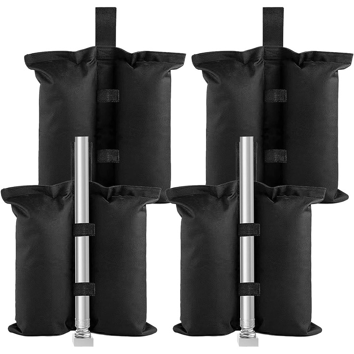 Sac de greutati, 4 bucati greutati foisor, sac negru de greutati, sac cu nisip, sac de greutati, greutati foisor potrivite pentru copertine, corturi, umbrele de soare, terase, parasolare
