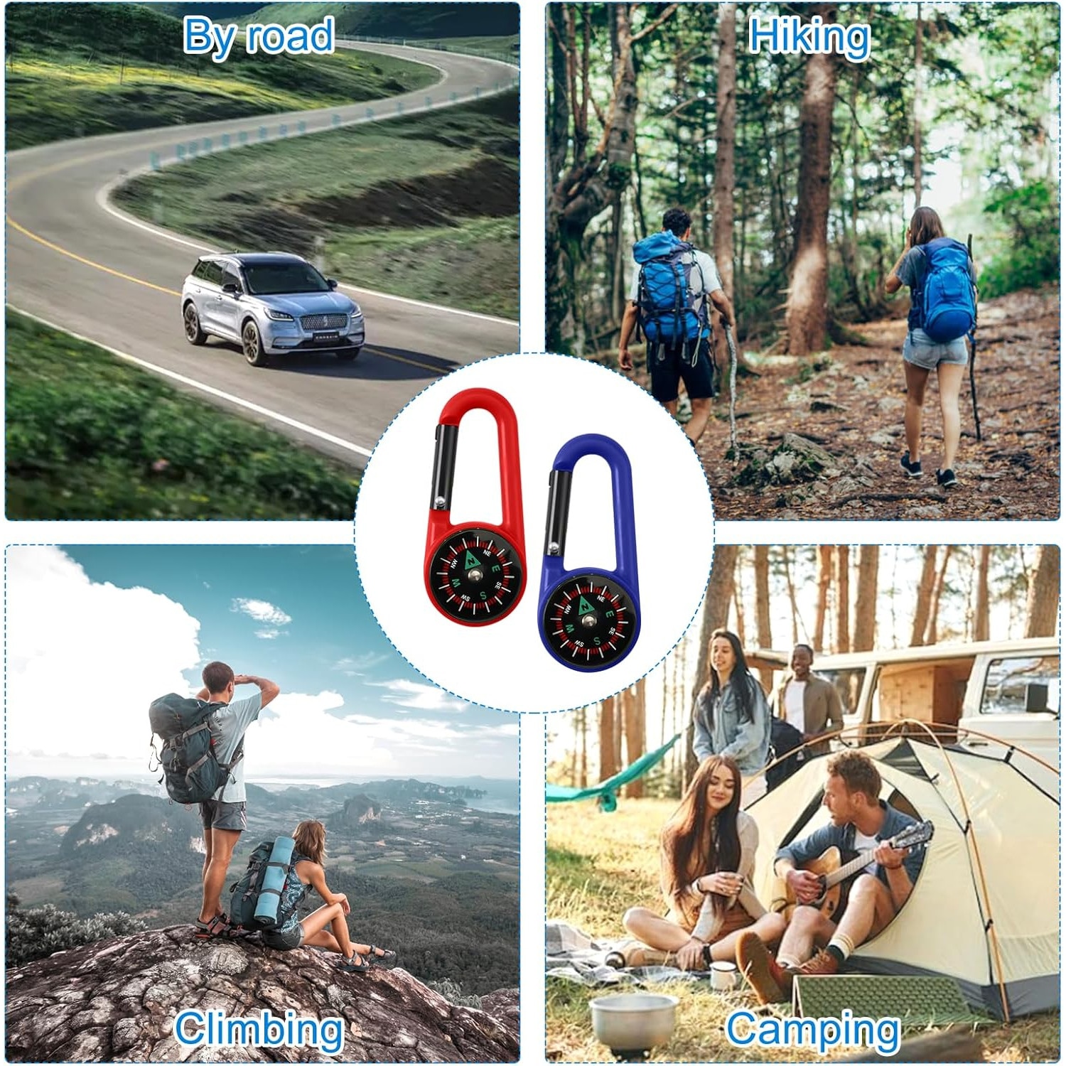 Set de busole colorate pentru camping, format din 9 piese, busola ...