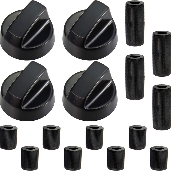 Buton de control universal negru pentru toate marcile de cuptoare, aragazuri si plite (pachet de 4)