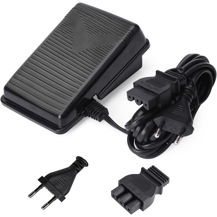Pedala de picior pentru masina de cusut, pedala de picior pentru controlul masinii de cusut cu stecher UE, pedala de picior universala cu cablu de alimentare