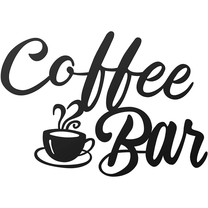 Decoratiune bar cafenea, decor bucatarie, decoratiune perete metalica, decor bar 30x22cm, gravat cu laser pe fier, pentru bucatarie, statie de cafea, bar (negru)