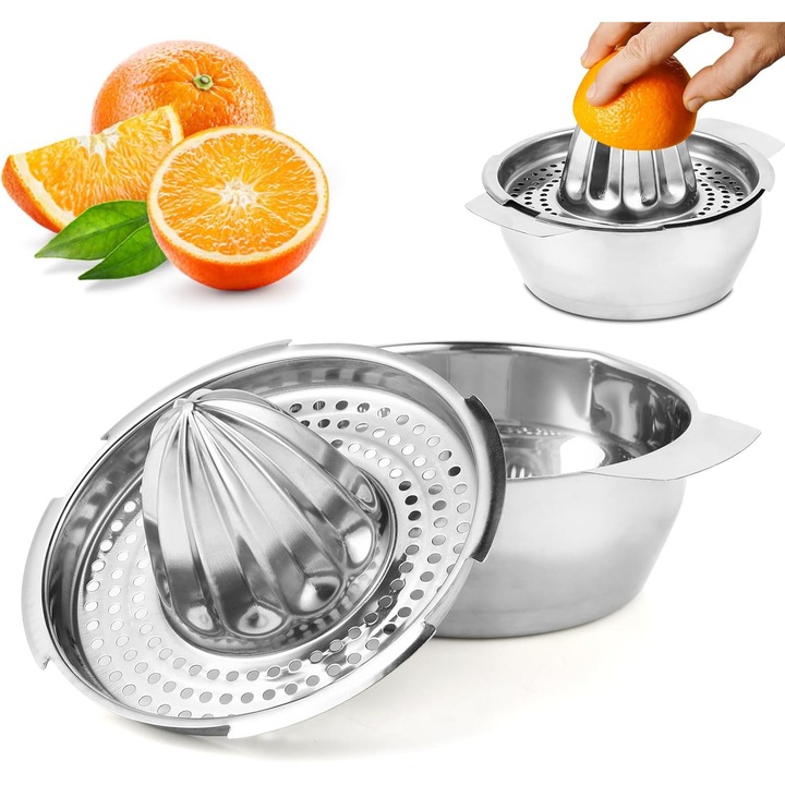Storcator manual de citrice din otel inoxidabil, storcator manual de lamai, lavabil in masina de spalat vase, calitate profesionala. Presa manuala de fructe pentru lamai, grepfrut si portocale