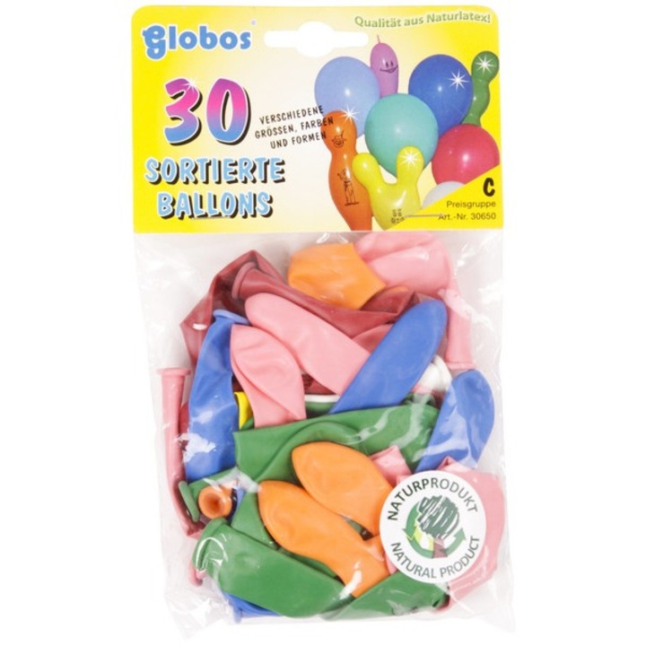 Комплект балони Globos, Цветен микс, 30 бр