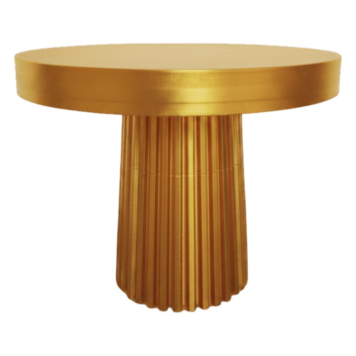 Prémium tortatartó, lapos tortaállvány texturált lábbal, modern csíkos design, 170 x 138 mm - arany